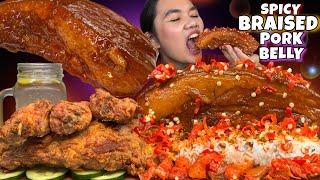 SPICY Braised Pork Belly & Crispy Breaded Pork Spareribs Mukbang Pinoy Mukbang