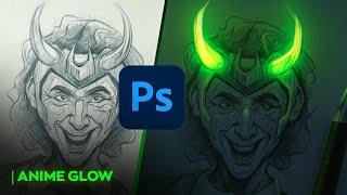 Loki Sketch Glow Effect In Photoshop | Easy Tutorial