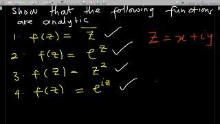 Examples on Analytic function ( Cauchy-Reimann equations )