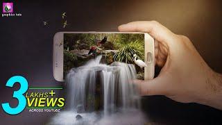 3D Waterfall On Mobile(3D Pop Out Effect) Photo Manipulation In Photoshop - Photoshop CC