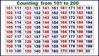 101-200 | 101 to 200 numbers | 101 to 200 counting | number names 101 to 200 | 101 to 200 in english