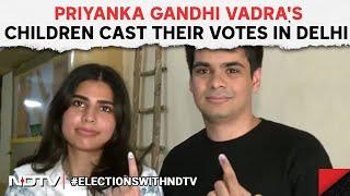 Priyanka Gandhi Children | Priyanka Gandhi Vadra's Children Vote In Delhi