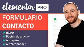  Formulario Contacto Elementor Pro + RGPD | Autoresponder | Antispam | Página Gracias