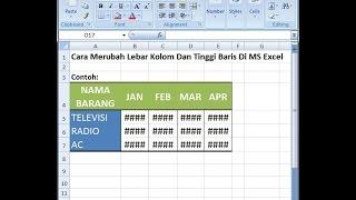 Excel 2007 tutorial | Merubah Lebar Kolom Dan Tinggi Baris tabel