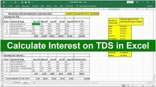 How to Calculate Interest on TDS in Excel in Hindi