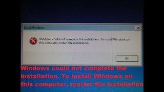 Windows could not complete the installation