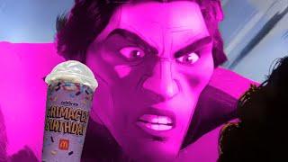 Miguel drinks the grimace shake