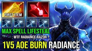 WTF Radiance + Bloodstone 1v5 Spell Lifesteal AOE Unlimited Burn DPS Solo Mid Razor Dota 2