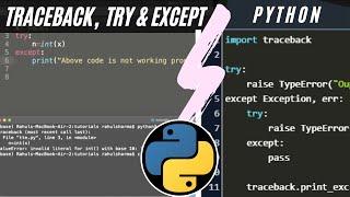 #11 Traceback, Try and Except in Python || Python Tutorial for beginners #python