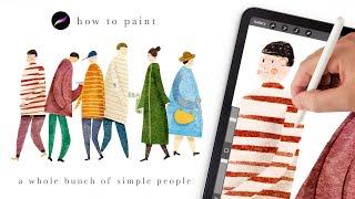 Paint simple people with me  Illustration tutorial. Procreate tips and tricks for beginners