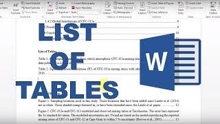 How to make table captions and a list of tables in word
