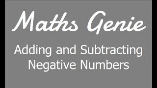 Adding and Subtracting Negative Numbers