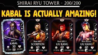 MK Mobile. MK11 Kabal is INCREDIBLE Boss Killer. My Shirai Ryu Tower 200 Reward!
