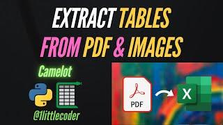 Extract Tables from PDFs & Images - Convert PDF to Excel using Camelot in Python