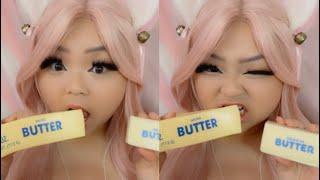 ASMR Eating FAKE vs REAL FOOD (butterhoneybananadonutstrawberryice cream chcolate)