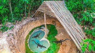 Build the most Amazing Secret Crocodile Pond Underground in Deep Jungle By Ancient Skills