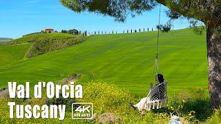  Val d'Orcia: Пеший тур по сельской местности Тосканы в апреле 4K HDR 60FPS Италия Пьенца