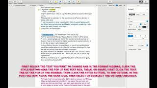 HOW TO ADD OR REMOVE A OUTLINE TO TEXT IN A PAGES DOCUMENT MAC