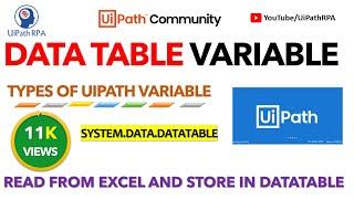 DataTable Variable UiPath | Where to Store Excel Data in UiPath | Types of UiPath Variable
