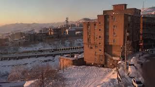 Şırnak’ta karlı bir havadan sonra gün batımı.