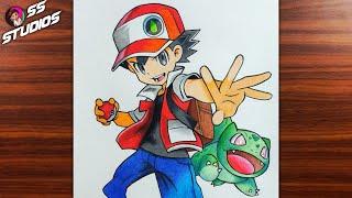 How to Draw Pokemon Trainer Red | Red the Pokemon Trainer Drawing