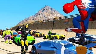 GTA 5: Epic Superhero Ramp Challenge! Awesome Jumps & Explosions Spiderman Spider-Man & Friends!