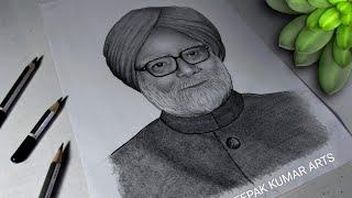 Dr Manmohan Singh Drawing || Realistic Drawing of Dr Manmohan Singh ||