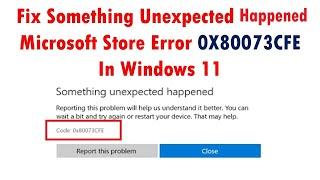 Fix Something Unexpected Happened Microsoft Store Error 0X80073CFE In Windows 11