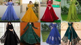 Party wear long frock designs|Fancy long frock design|Kathan silk frock design|long gown designs