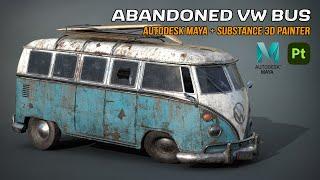 Abandoned VW Bus | Autodesk Maya + Substance 3D Painter