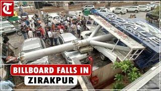 Billboard crashes down on 5 parked vehicles at Zirakpur’s Oxford Street