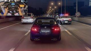 800HP BMW E60 V10 M5 in Police Chase on Tokyo Highway! - Assetto Corsa | Moza R9 + VR