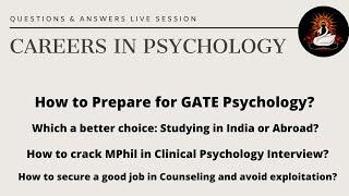 Careers in Psychology Q&A| GATE Psychology 2022, MA Psychology,  How to apply for Jobs in Psychology