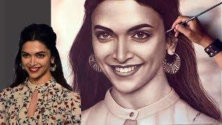 Drawing Deepika Padukone portrait - speed painting by Stefan Pabst