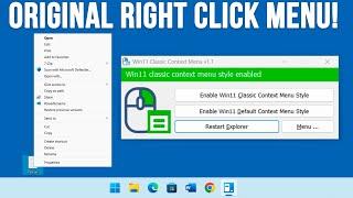 Bring Back the Original Windows 10 Style Classic Right Click Context Menu to Windows 11 (GUI)