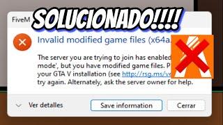 Como solucionar error Fivem "invalid modified game files(x64a.rpf)" RAPIDO Y FACIL