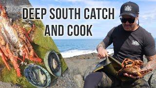 SHORE DIVING FOR EXPENSIVE SEAFOOD  -Cooking it fresh on an open fire in a Poha (seaweed sack)