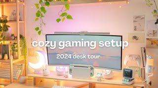 cozy gaming setup tour 2024  desk makeover,  pinterest inspired, aesthetic (with links)