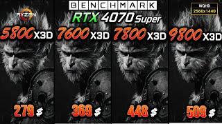 Ryzen 7 5800X3D vs 5 7600X3D vs 7 7800X3D vs 7 9800X3D / Test in 9 Games / 1440p / RTX 4070 Super