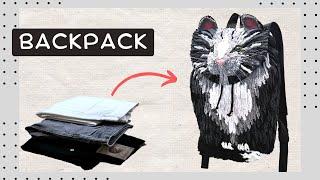 Backpack "CAT" in technique jeansel from old jeans (english subtitles)