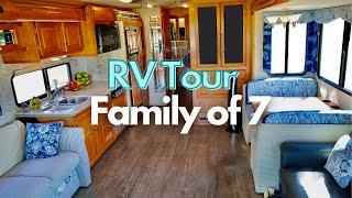RV Tour | Family of 7 Living in a Remodeled Class A RV Full-time