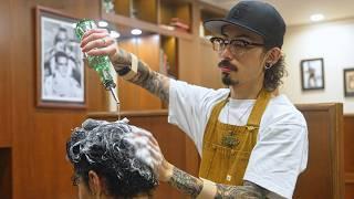 (ASMR) Klassische Friseurdienstleistungen in Perfektion im japanischen Barbershop in Tokio