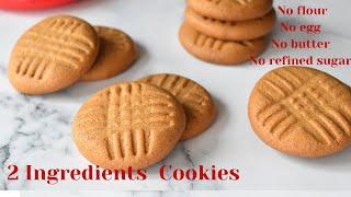 2-Ingredients Peanut Butter Cookies Without Flour Eggs Butter or Refined Sugar