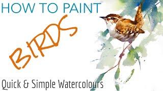 QUICK & Simple WATERCOLOUR Birds Episode 9 - Wren & Foliage