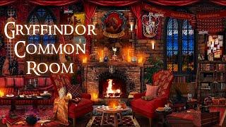 Cozy Gryffindor Common Room  ASMR Harry Potter ambience  (crackling fire, birds, pages) 