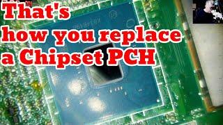 Soldering tutorial for big IC's - Intel Chipset replacement with hot air. SR40B Intel PCH