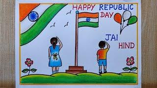 Republic Day Poster Drawing easy,How to draw republic day drawing| Happy Republic day drawing