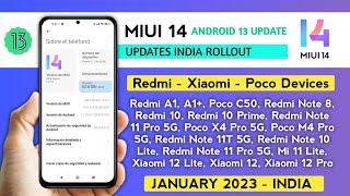 Miui 14 update Android 13 update/New update in January 2023 Redmi, Xiaomi, Poco Devices/Update list