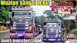 Muatan BESI 75 TON !! 2TRUK UD QUESTER DEN NIKO & Janda BENGSRAT Menuju Bendungan di Ciamis