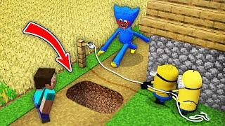 BEST TRAPS for HUGGY WUGGY and MINIONS in MINECRAFT - gameplay Monster School animations